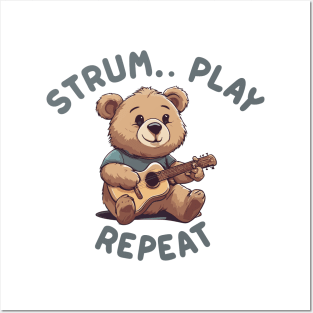 Guitarist Gift | guitar player | Bear Lover | Bear | guitar | play an instrument | Birthday gift guitar boy girl Posters and Art